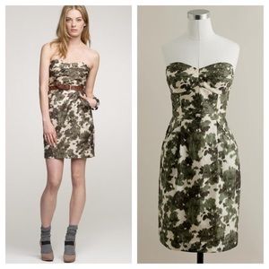 J Crew 100% Silk Green Ikat Bustier Dress sz 10